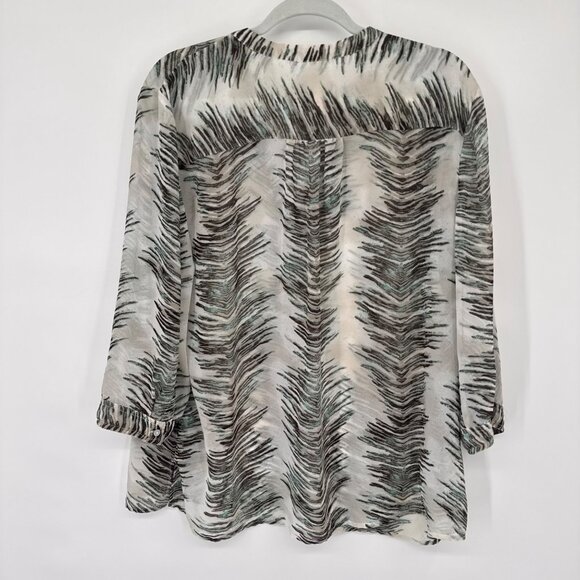 Chicos 3 Womens Zebra Print Button-Front Tunic Top Size XL  Long Sleeve - Picture 8 of 11